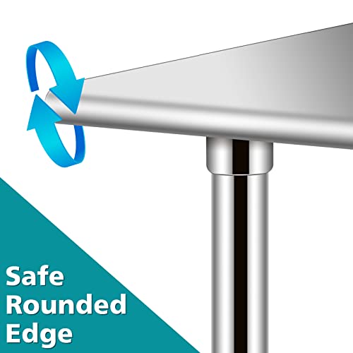 Waterjoy 48" X 24" Stainless Steel Table For Prep & Work Commercial Heavy Duty Kitchen Table With Adjustable Shelf And Wheels Installable(With Wheel) #TOP4