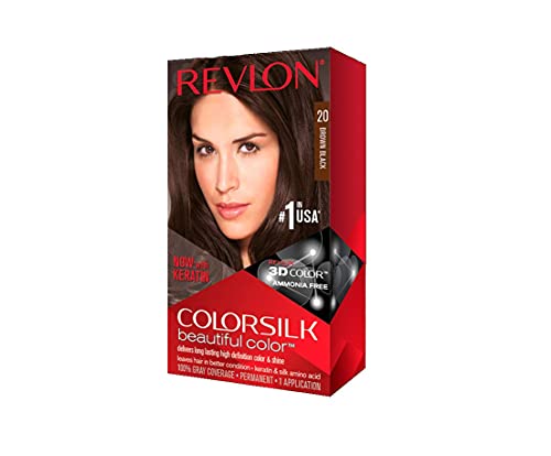 Revlon Colorsilk Beautiful Color, Permanent Hair Color with Keratin, 40ml + 40ml + 11.8ml – Brown Black (Pack of 1)