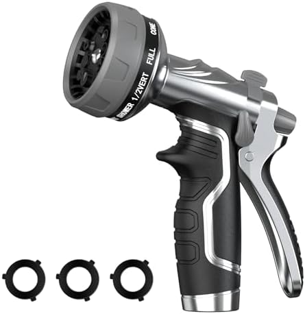 Garden Hose Nozzle, Heavy Duty Metal Water Hose Nozzle with 8 Adj...
