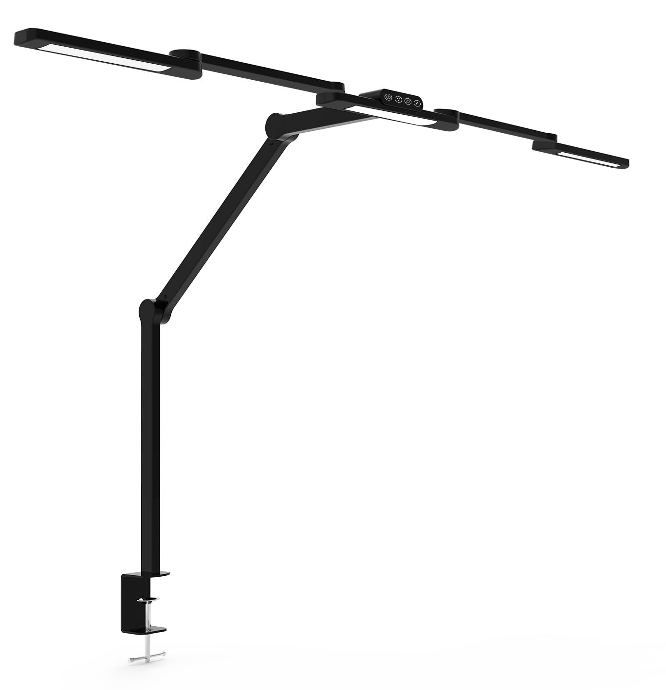 Techly 622724 Lampada LED a Tripla Sorgente Luminosa con Braccio Regolabile e Attacco a Morsetto Nero