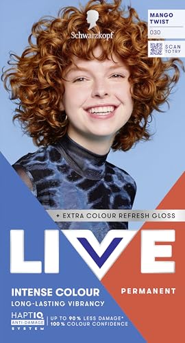 Schwarzkopf LIVE Intense Colour 030 Mango Twist Long-lasting Permanent Copper Hair Dye With Extra Colour Refresh Gloss