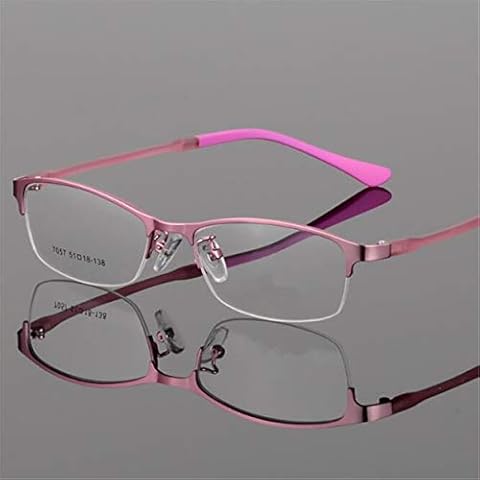 KINGDUO Eye Glasses Half Rimless Glasses Frame Eyeglasses Clear Lens Metal&Tr90 Optical Glasses Rx Spectacles-Pink Cover