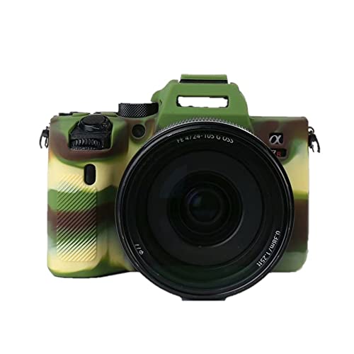 BG50 Étui en silicone souple pour appareil photo Sony Alpha A7 Mark IV uniquement Motif camouflage Vert, vert camouflage, Étui pour appareil photo