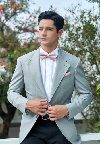 Image of HISDERN Bow Ties for Men Pre-Tied Bow Tie Floral Paisley Handkerchief Classic Formal Bowtie and Pocket Square Cufflinks Set