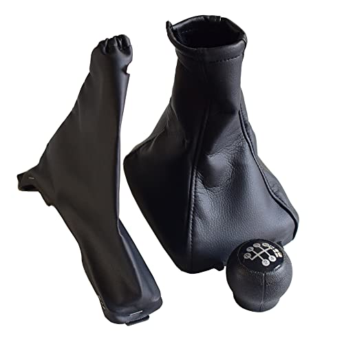 Kakulkomen Pommeau de levier de vitesse 5 vitesses en cuir noir avec soufflet anti-poussière pour Opel Astra II G Zafira A 1998-2010 (3 pièces)
