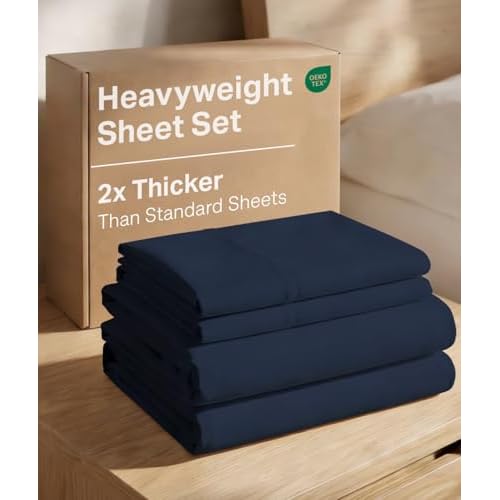 Extra Thick Heavyweight Cal King Size 4 Piece Sheet Set – High End Super Luxury Bed Set – Premium Heavyweight Hotel Quality Sheets with Deep Pockets - Easy-Fit, Soft, Warm & Wrinkle Free - N