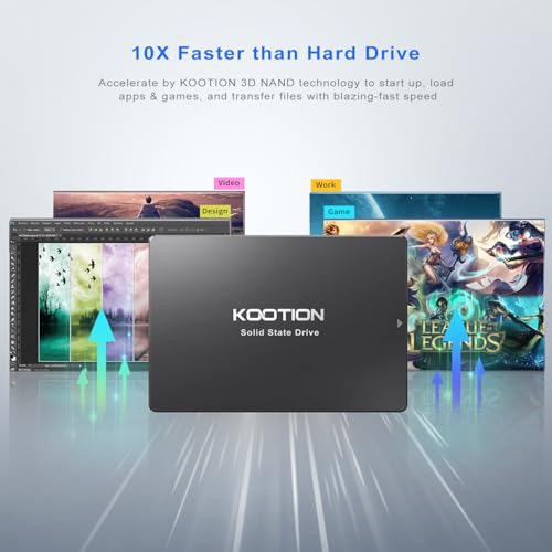 Image of KOOTION 128GB Internal SSD SATA III 6Gb /s 2.5 inch Solid State Drive 3D NAND Flash Advanced SSD Hard Drive Up to 450MB /s SATA 3 SSD Upgrade Performance for PC Laptop