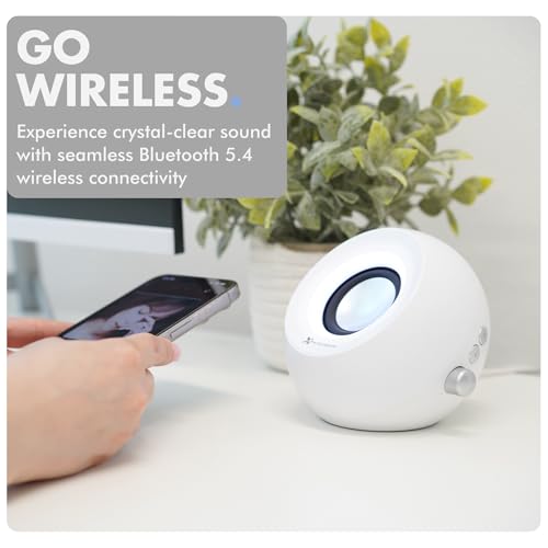X9 Performance White Computer Speakers with RGB Lighting, Bluetooth, USB, and AUX - Triple Mode Connection, Dual 2.25" Drivers for Work and Play, Bluetooth Desktop Speakers for PC - White