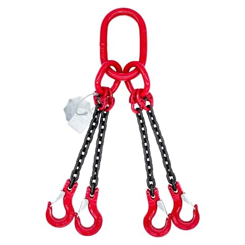 Dolezych DoKett 2 Anschlagkette 4-strängig mit Gabelkopfhaken, Länge = 4.00 ,m, Rot, Schwarz Cover