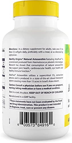 Healthy Origins Astaxanthin 4 Mg (Natural, Astapure, Non-Gmo, Gluten Free, Eye Support, Joint Support, Immune Support), 150 Softgels #TOP2