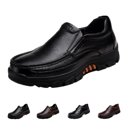 Men's Leather Arch Support Dress Shoes,Comfort Slip On/Lace up Non-Slip Softsole Casual Oxford Travel Walking Loafers