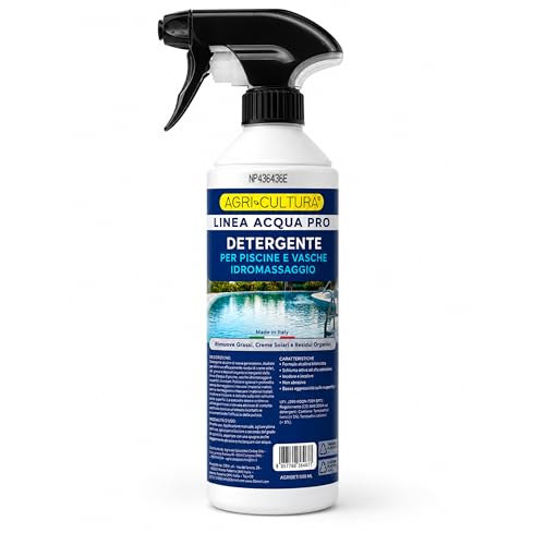 AGRI-CULTURA® | Detergente Piscine e Vasche Idromassaggio 500 ML | Sgrassante Bordo Piscina e Linea Acqua | Rimuove Creme Solari, Oli e Residui Organici | Detergente Professionale.