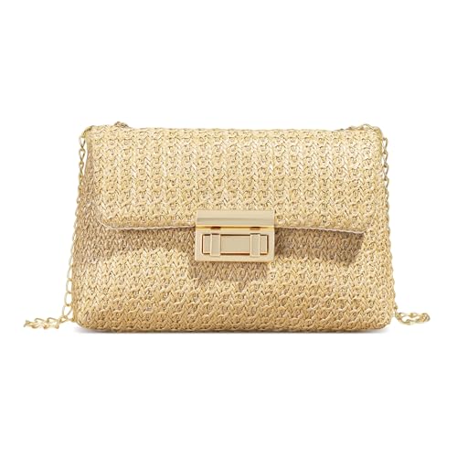 Image of Women's Straw Crossbody Bag Beach Handmade Rattan Shoulder Bags Small Straw Clutch Purse for Summer Vacation