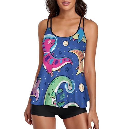 Short de garçon maillot de bain tankini dinosaure de l'espace pour masquer les hanches