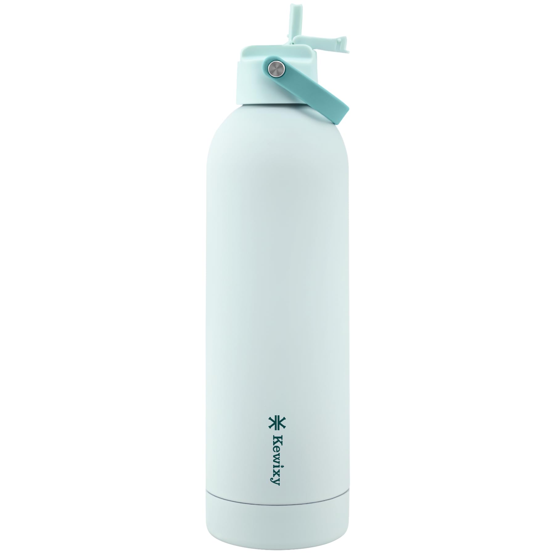 KEWIXY Stainless Steel Water Bottle with Straw, Cold 24Hrs/Hot 12Hrs, Insulated, Double Walled Metal Vacuum Flask, Leak Proof, with Handle, for Travel, Gym, Work (750ml, Pale Aqua)