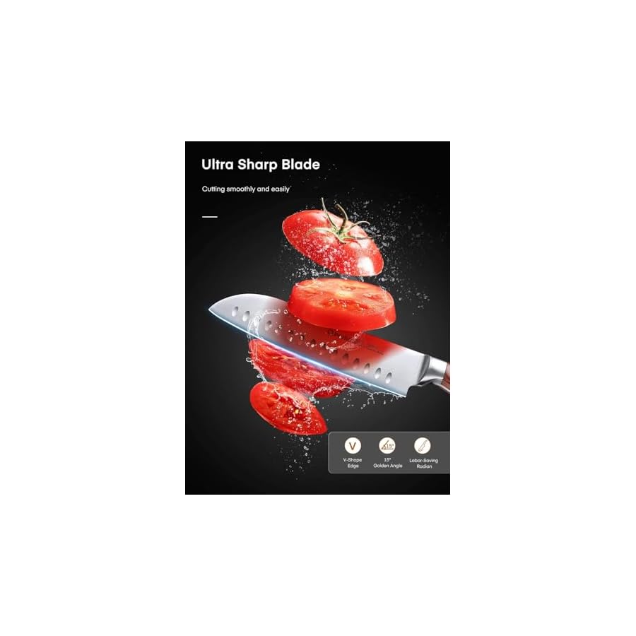 Knife-Set-with-Block-16-Pcs-Stainless-Steel-Kitchen-Knife-Set-with-Sharpener-Wooden-Block-Knife-Block-Set-with-Wood-Handle-Chef-Santoku-Bread-Utility-Paring-Carving-Fork-Knife-Brown Knife Set with Block, 16 Pcs Stainless Steel Kitchen Knife Set with Sharpener & Wooden Block, Knife Block Set with Wood Handle, Chef, Santoku, Bread, Utility, Paring & Carving Fork Knife, Brown