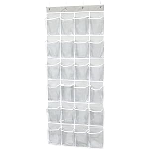 Simple Houseware 24 Pockets Large Clear Pockets Over The Door Hanging Shoe Organizer, Gray (56″ x 22.5″)