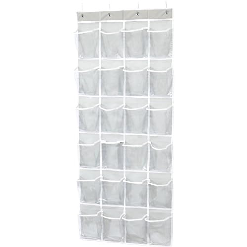 Simple Houseware 24 Pockets Large Clear Pockets Over The Door Hanging Shoe Organizer, Gray (56″ x 22.5″)