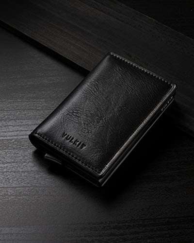 Vulkit Card Holder Pop Up Slim Wallet Leather Rfid Blocking Card Case Up To 8 Credit Cards Black #TOP4
