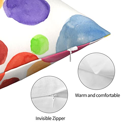 Varun Throw Pillow Covers Watercolor Polka Dot Circles Rainbow Colorful Square Pillowcase For Home Decor Sofa Car Bedroom Pillow Case 18X18Inch #TOP5