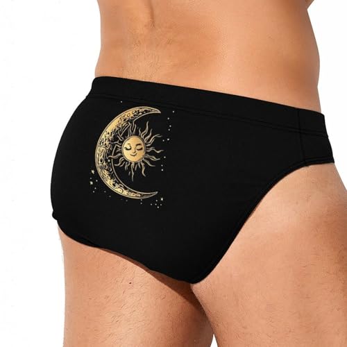 Sun and Moon Printed Swim Briefs for Men Sexy Bikini Swimwear Elastic Beach Trunks Bathing Suit4