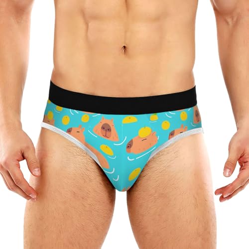 Men's Underwear Briefs Comfort Soft Stretch Classic Fit Cute Capybara Briefs with Contour Pouch