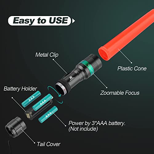 RoadHero 2 Pack Traffic Wand,11 Inch Flashlight Led Traffic Control Baton, Small Orange Safety Wands, Air Marshaling Wand with 5 Flashing Modes, Night Signal Light for Airport, Parking Directing