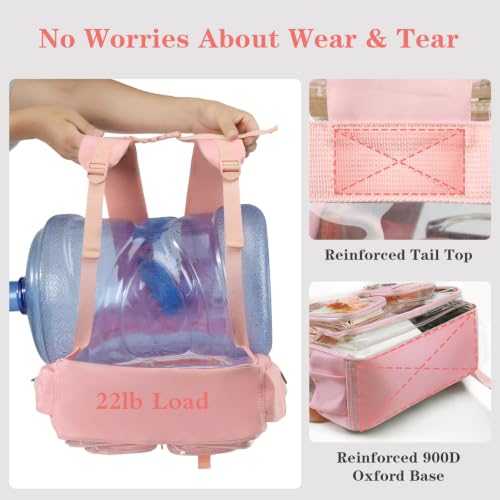 Image of Three-layer Clear Backpack, Heavy Duty Clear Bookbag for Kids, See Through Backpack Transparent Bag for Girls Boys (Light Pink)