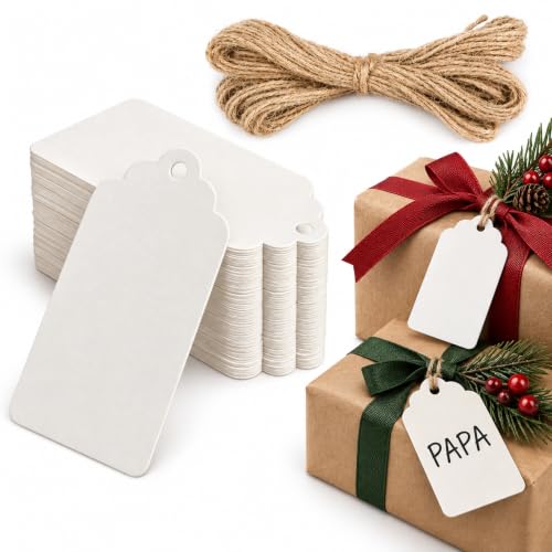 100 Etiquetas para regalos con Cuerda de Yute, Etiquetas para manualidades