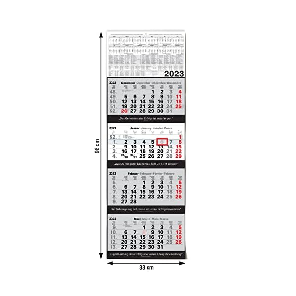 Kalender 4-Monatskalender 2023 Wandkalender groß - Kombi 4 Monatskalender ohne Werbung mit Datumsschieber | Bürokalender… – Bild 4