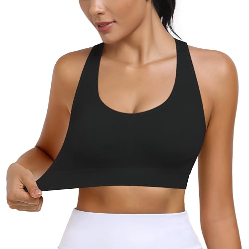 Image of MIRITY Strappy Sports Bra for Women - Padded Seamless Support for Yoga Gym Workout Fitness Pack of 3