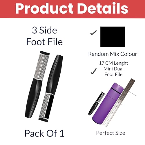 Image of TEMPERIA (1pc) Foot Scrubber for Dead Skin - 3 Sided Pedicure Kit for Women - Feet File Scrub Tools, Heel Scraper Filer & Leg Cleaner Brush - Easy to Carry Travel Friendly (HF343)