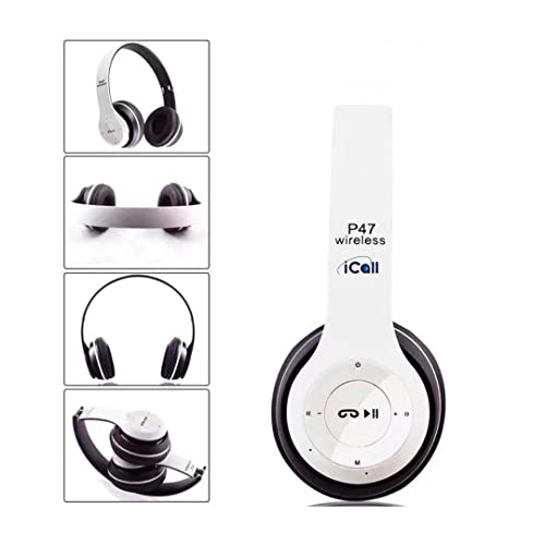 Image of icall P47 Wireless Bluetooth Portable Sports Headphones with Microphone, Memory Card Support (White)