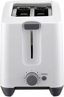 White Toaster 2 Slice Auto Shut-off Slim Bread Toasters Kitchen Countertop Essentials With Variable Browning Control & Cancel Function-Removable Crumb Tray for Easy Clean Up
