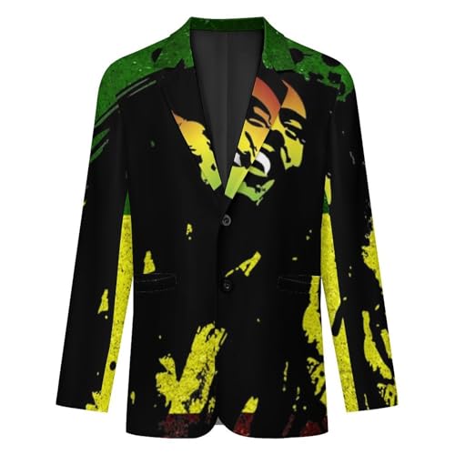 Rasta Reggae Casual Suits Jackets for Men Two Buttons Business Coat Wedding Dinner Party3