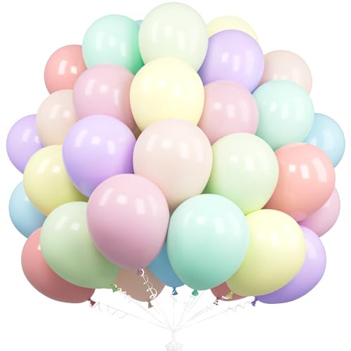 Unisun Arc-En-Ciel Pastel Ballons, 50 Pièces 12 Pouces Macaron Multicolores Pour Femmes Filles...