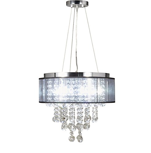 Best Promo Diamond Life Chrome Finish Translucent Black Shade 5-light Crystal Chandelier Pendant Hanging Ceiling Lamp