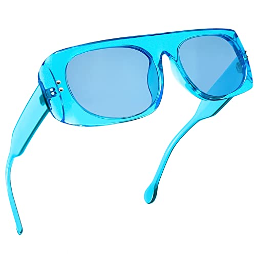 KANASTAL Lunettes de Soleil Femme Rectangulaire et Lunette de Soleil Bleu Vintage UV400 Cover