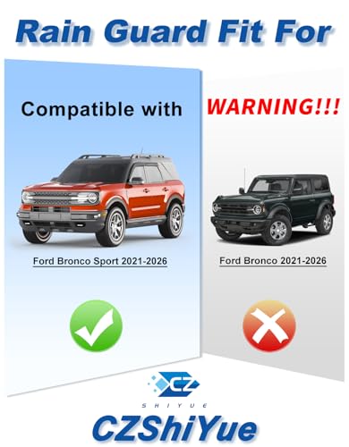 Image of Extra-Thick Window Rain Guards Fit for Ford Bronco Sport 2021 2022 2023 2024 2025 2026 Window Deflectors Window Vent Visors Shades