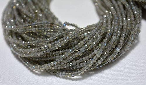 Perles Labradorite Noire Facettée Rondelle 1.90mm pour Création Bijoux de 31cm