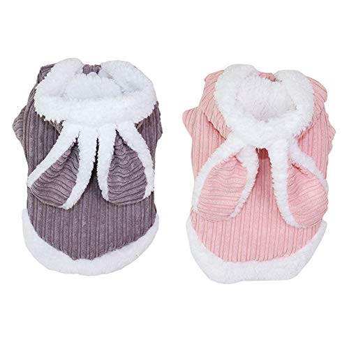 Jinpet Winter Warm Small Dog Pajamas Coats for Puppy Dog Soft Fleece Hoodie Coat Clothes for Chihuahua Yorkie Poodles Rabbit Design Pet Pajamas Jumpsuit for Small Dogs Cat