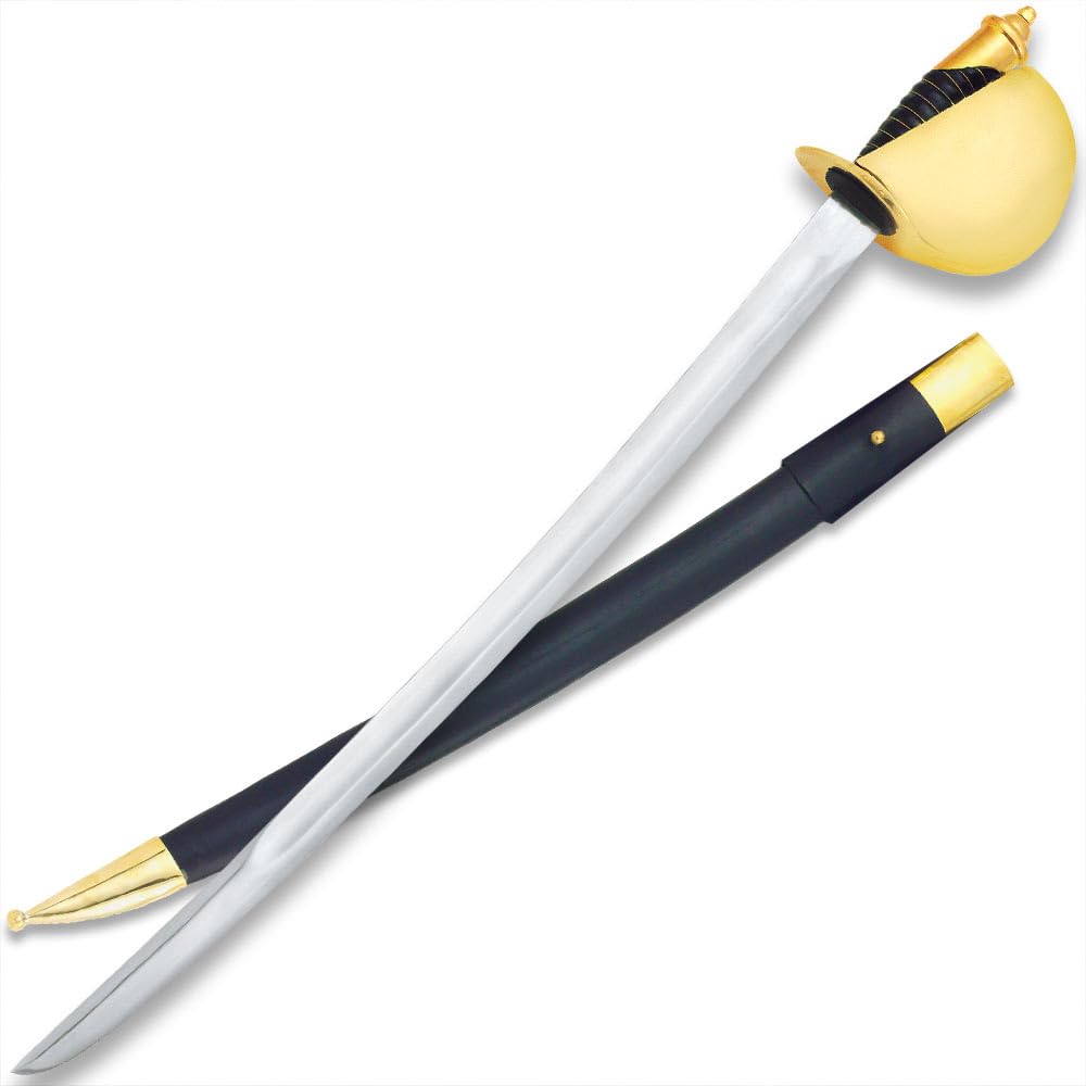 K Exclusive 1860 US Navy Cutlass Sword | Leather-Wrapped Cast Metal Sheath | High Carbon 25.5