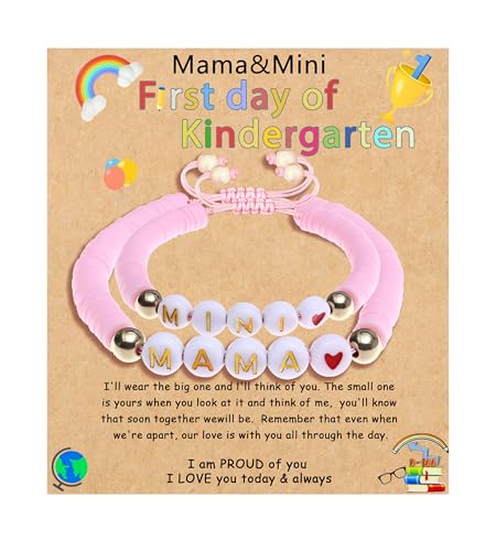 Image of First Day of Preschool Bracelet Back to School Gifts for Kindergarten / Preschool / School Gift Mama and Mini Adjustable Mother Daughter Bracelets as Supplies for Girls to Relieve Study Anxiety