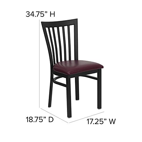 Image of Flash Furniture HERCULES Series Black School House Back Metal Restaurant Chair - Burgundy Vinyl Seat