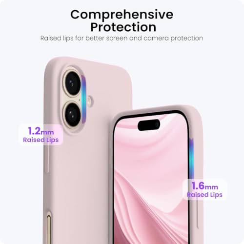 Image of DIZORO Compatible for iPhone 16 Plus Case 6.7, Slim Liquid Silicone 3 Layers Full Covered Soft Gel Rubber Phone Case Protective Cover 6.7 Inch - Sand Pink