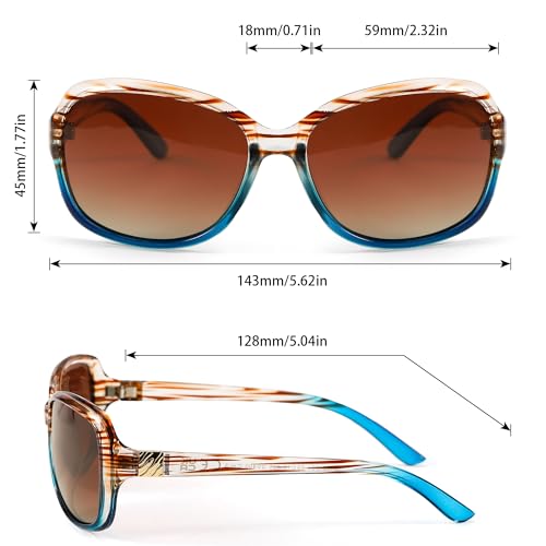Image of SIPHEW Polarized Sunglasses for Women | Vintage Square Sunglasses w UV400 Protection | Womens Wraparound Shade