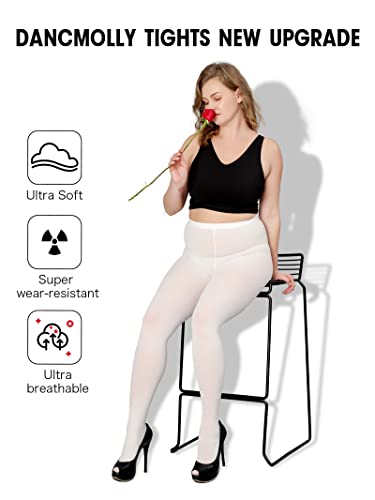 Image of DancMolly Plus Size Tights for Women, Control Top Semi Opaque Nylon Pantyhose High Waist