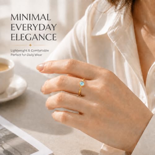 Natural Aquamarine Ring for Women 925 Sterling Silver Adjustable Open Ring - image 2