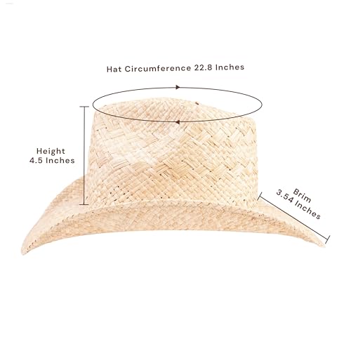 Image of Straw Cowboy Hats Cowgirl Hat Western Cowboy Hat Rancher Hat for Men Women, Exquisite Decoration Band