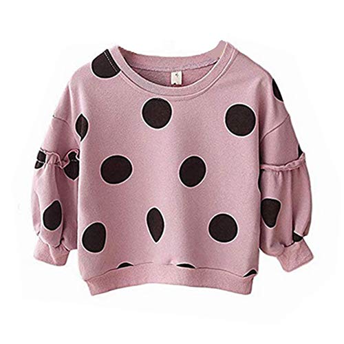Toddler Baby Girl Polka Dots Sweater Kid Long Sleeve Warm Spring Fall Winter Pullover Tops Hoodies Sweatshirt Outfits (Dots Pink, 3-4T)